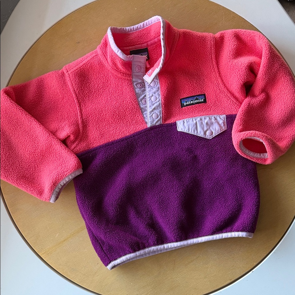 Patagonia Kids' Vibrant Pink and Purple thicker Fleece Hoodie